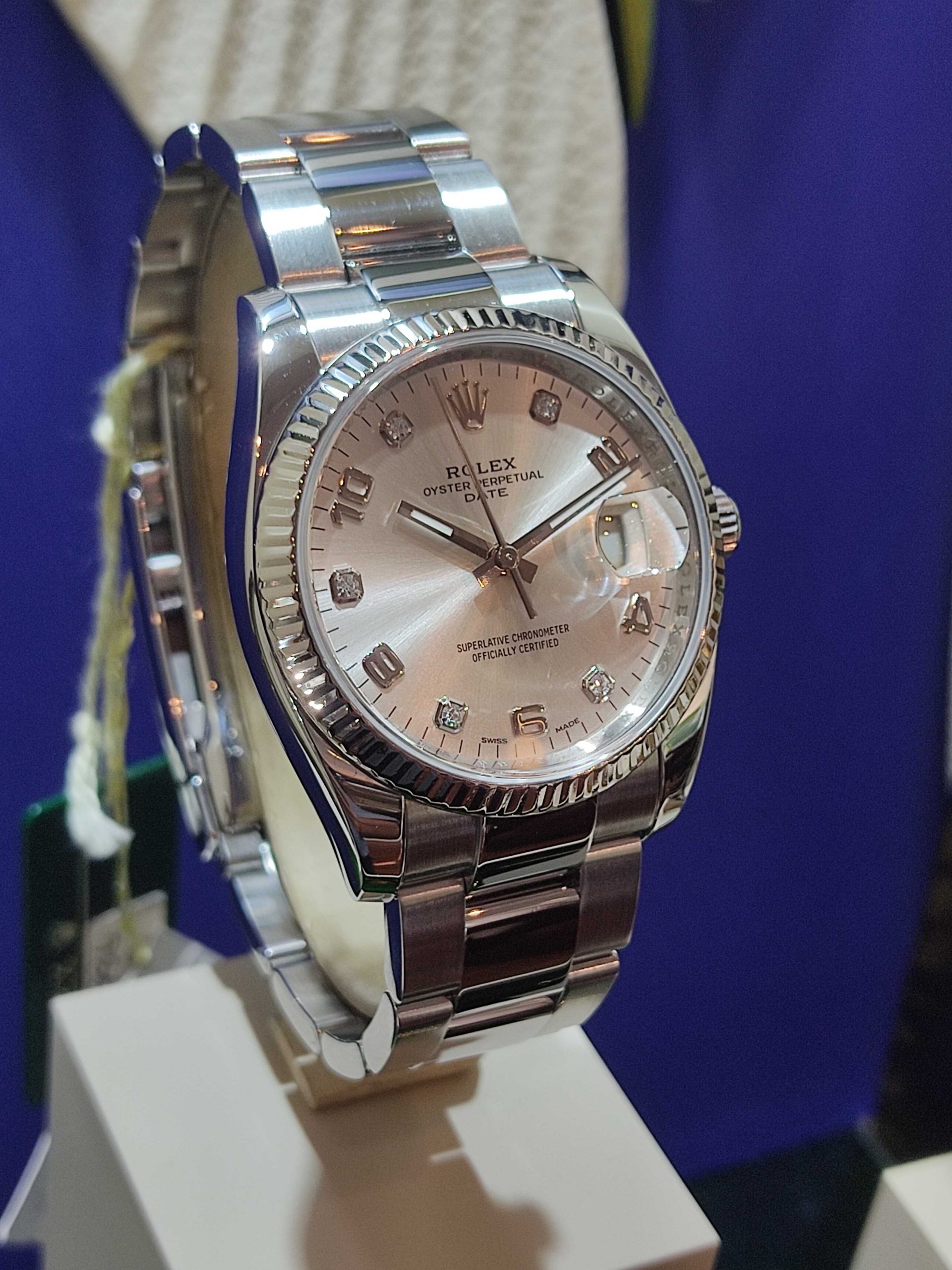 Rolex date 34mm Diamonds Dial ref.115234 - Gothelf Watches - Aviv's Finest Watch Dealers