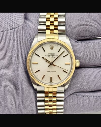 רולקס אייר קינג 34ממ נדיר משנת 1989 פלדה משולב זהב צהוב 18 קראט עם תעודה מרולקס!