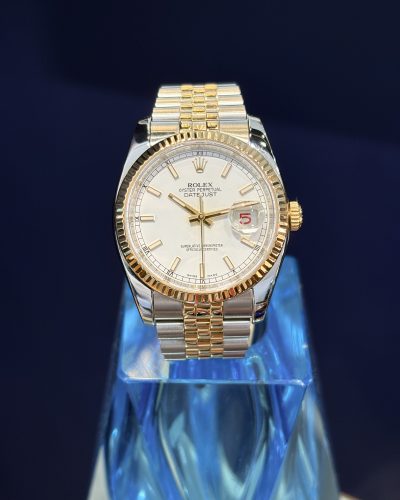 רולקס דייטג'אסט 36מ"מ פלדה משולב זהב צהוב לוח לבן דגם.116233