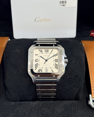 Santos de Cartier watch Large model, automatic movement, Silver dial