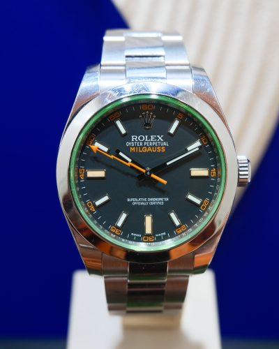 Rolex Milgauss Green Antimagnetic Oyster Steel Black Index Dial ref.116400