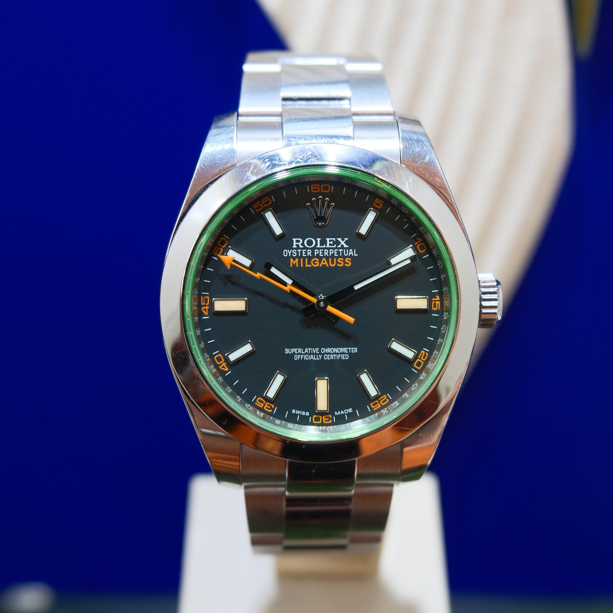 Rolex Milgauss Green Antimagnetic Oyster Steel Black Index Dial ref.116400