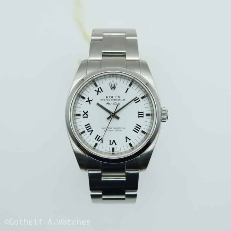 Rolex Oyster Perpetual Air King White Roman dial 114200 Pre-owned 2008 | Gothelf A. Watches