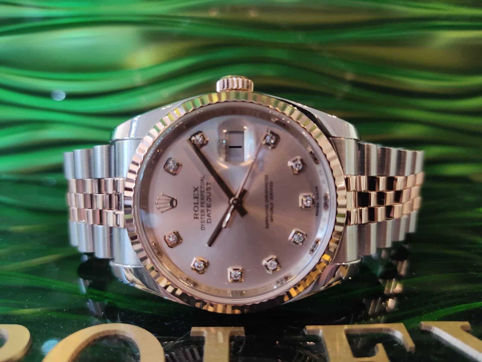 Rolex Datejust Steel & Rose Gold Pink Diamonds Dial 36mm | Gothelf A. Watches — 2