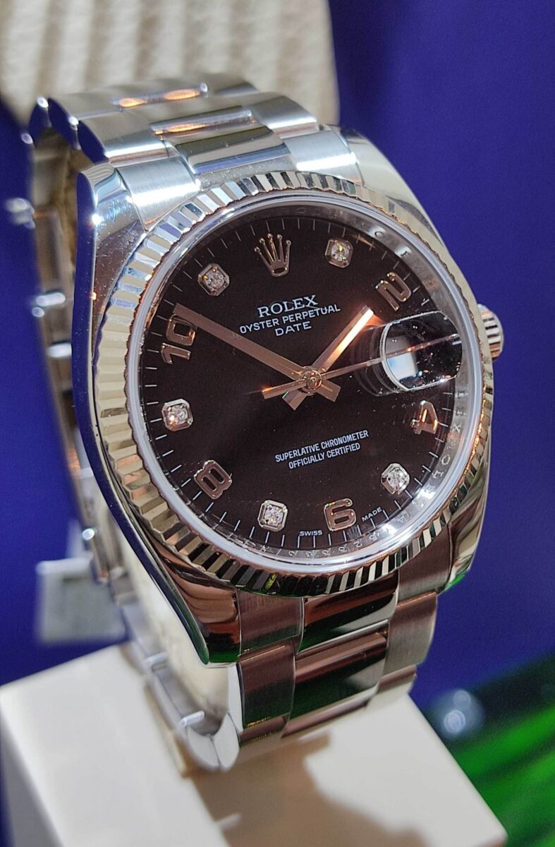 Rolex Date 34mm Black Diamonds Dial Ref.115234 | Gothelf A. Watches — 2