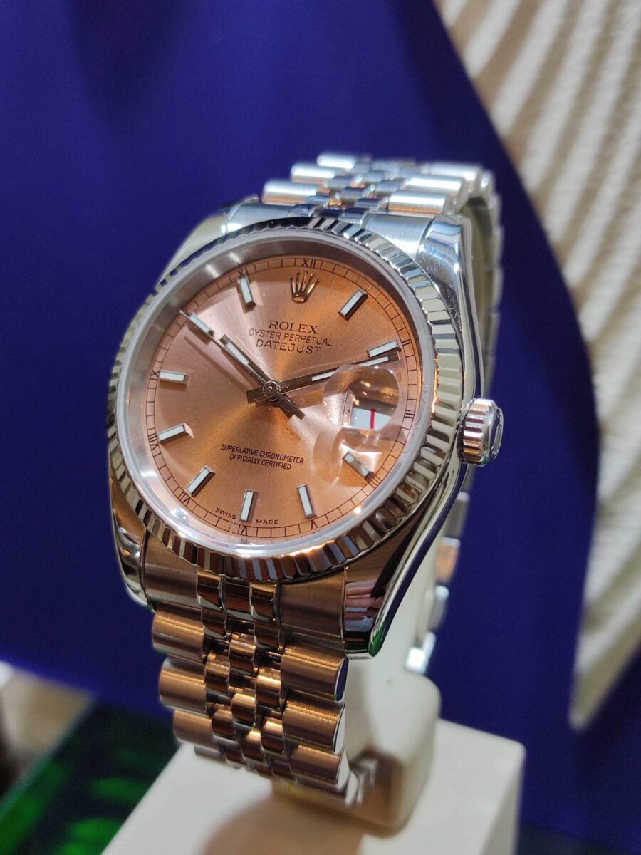 Rolex Datejust Ladies 36mm Pink Dial Jubilee Bracelet White Gold Bezel ref.116234 | Gothelf A. Watches — 3