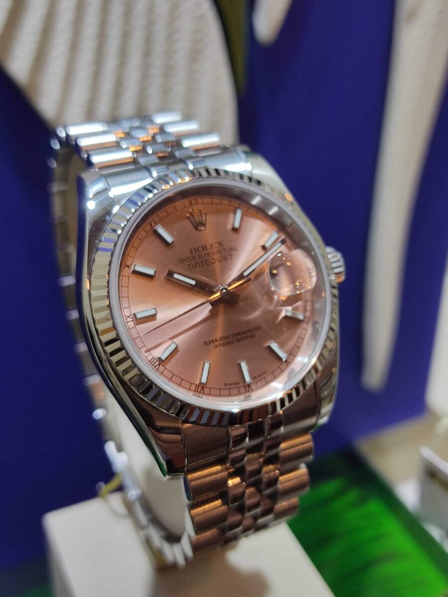 Rolex Datejust Ladies 36mm Pink Dial Jubilee Bracelet White Gold Bezel ref.116234 | Gothelf A. Watches — 2