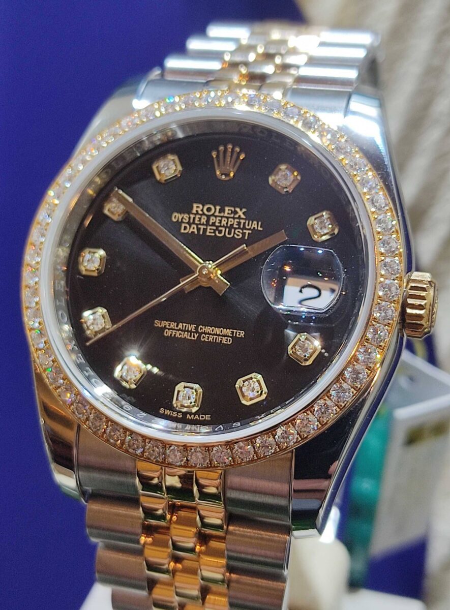 Rolex Datejust Two Tone 36mm Original Black Diamonds Dial & Original Factory Diamonds Bezel | Gothelf A. Watches — 2