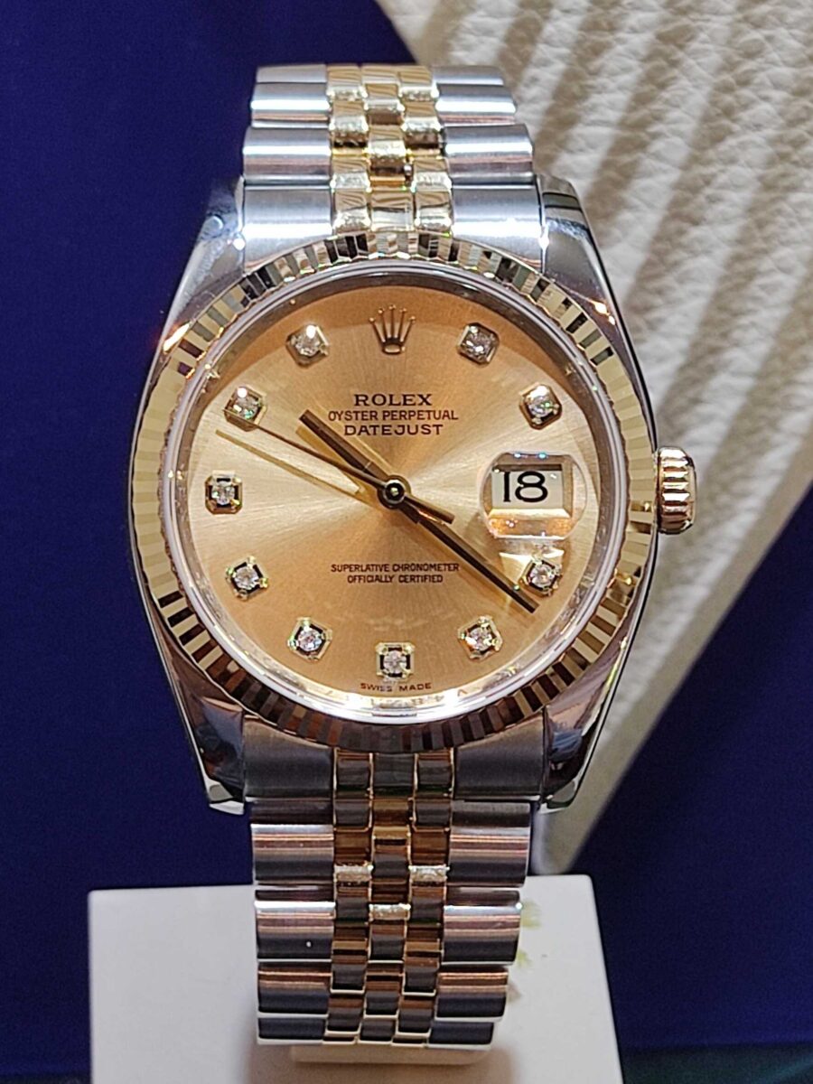 Rolex Datejust 36mm Champagne Diamonds Dial | Gothelf A. Watches