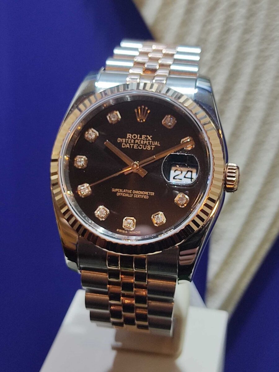 Rolex Datejust 36mm Rose Gold Black Diamonds Dial | Gothelf A. Watches — 3