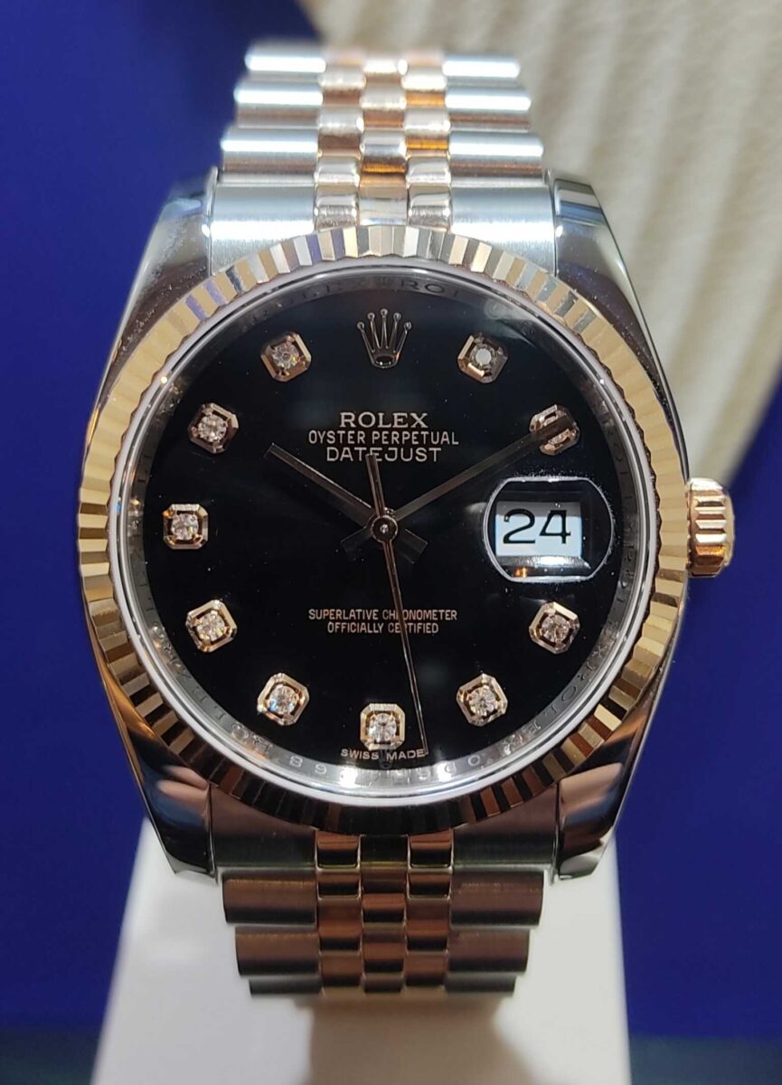 Rolex Datejust 36mm Rose Gold Black Diamonds Dial | Gothelf A. Watches — 4