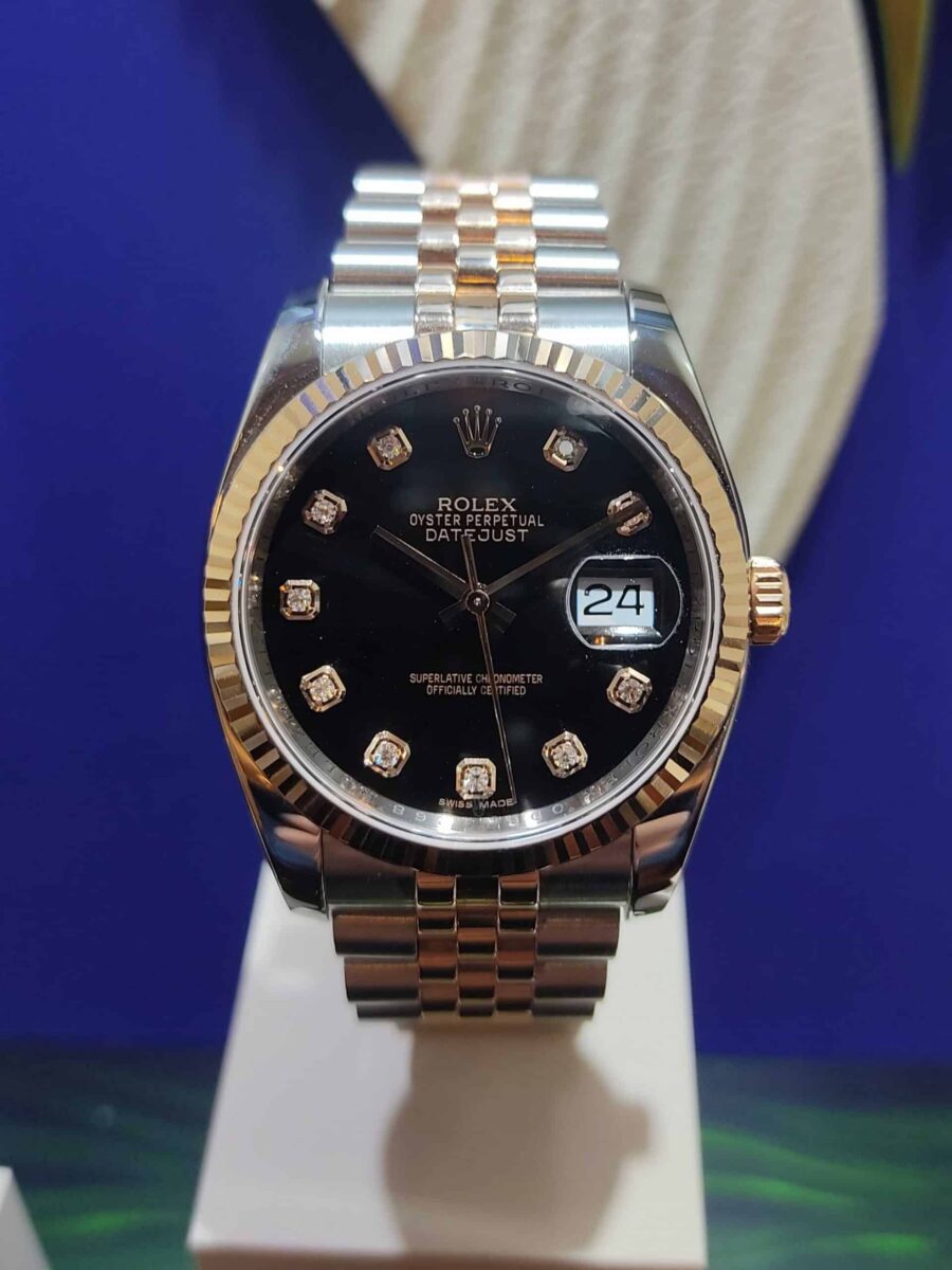 Rolex Datejust 36mm Rose Gold Black Diamonds Dial | Gothelf A. Watches