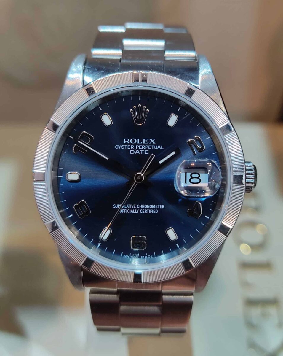 Rolex Date 34mm Steel Blue-Navy Dial | Gothelf A. Watches