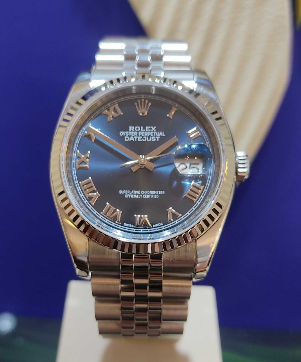 Rolex Datejust 36mm Steel & White gold bezel Blue Roman Dial | Gothelf A. Watches — 2