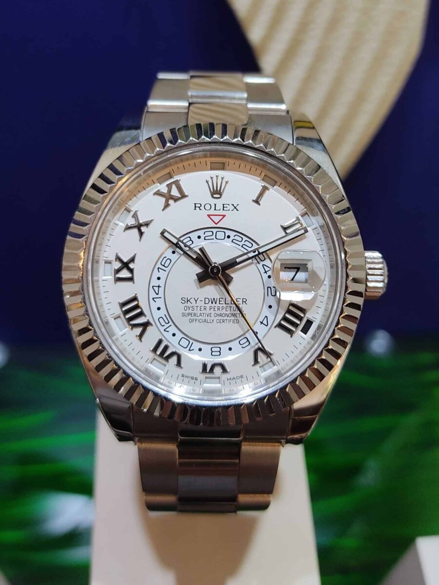 Rolex Sky-Dweller 18K White Gold Roman Numeral Dial | Gothelf A. Watches
