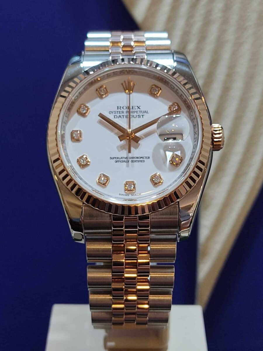 Rolex Datejust 36mm Steel & 18k Rose Gold Diamonds Dial | Gothelf A. Watches