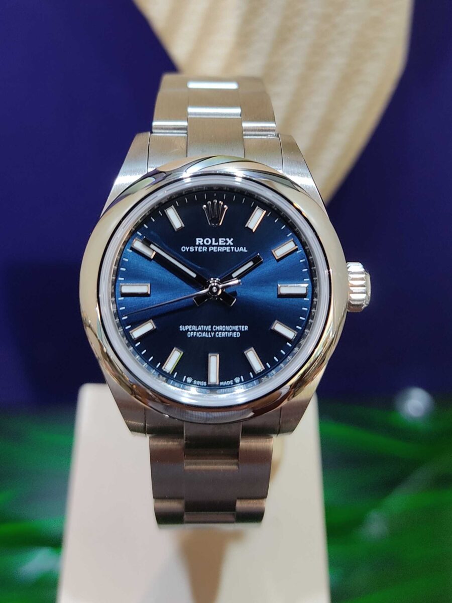 Rolex Oyster Perpetual Ladies 28mm Steel Blue Dial | Gothelf A. Watches