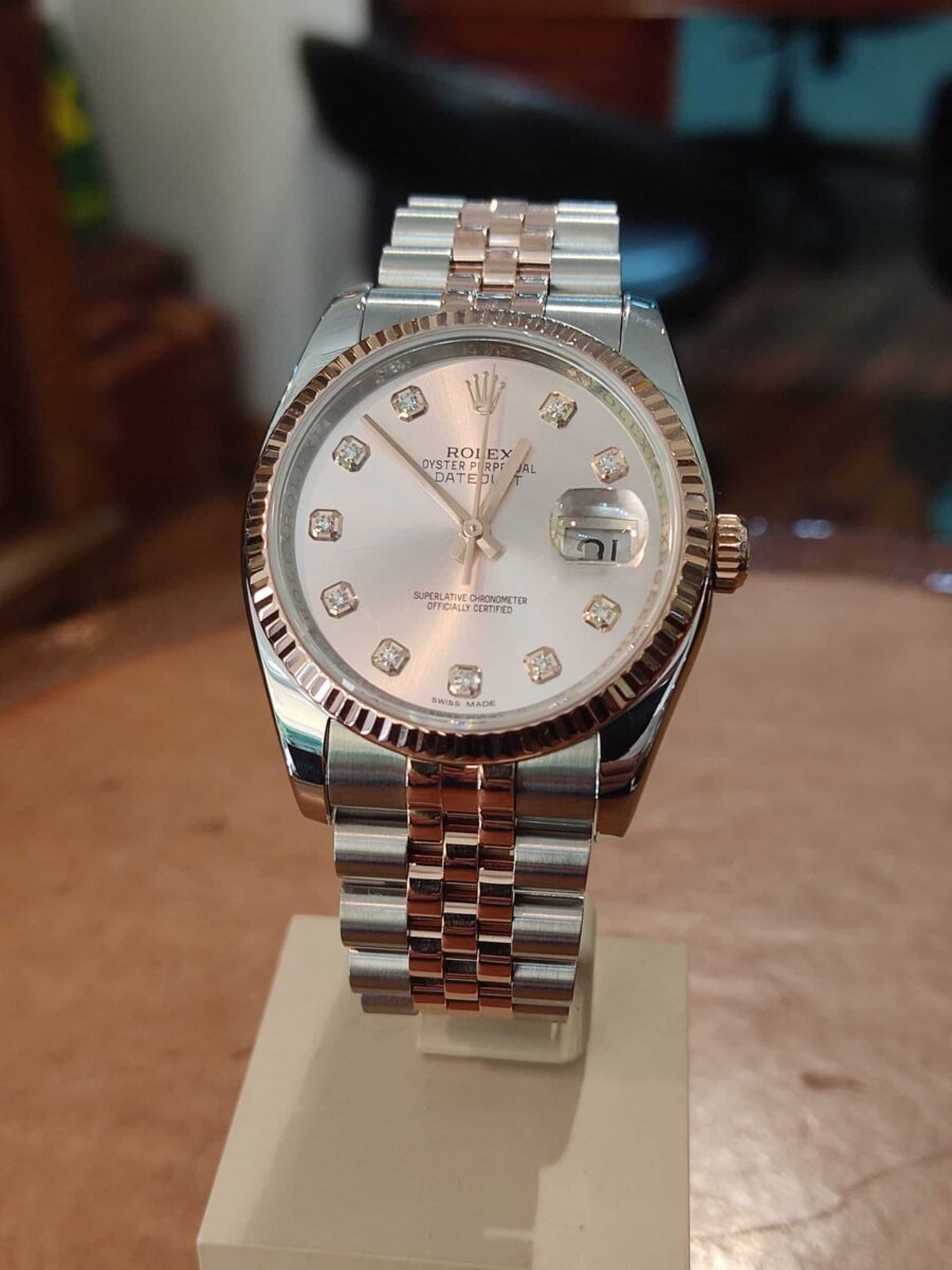 Rolex Datejust Steel & Rose Gold Pink Diamonds Dial 36mm | Gothelf A. Watches — 4