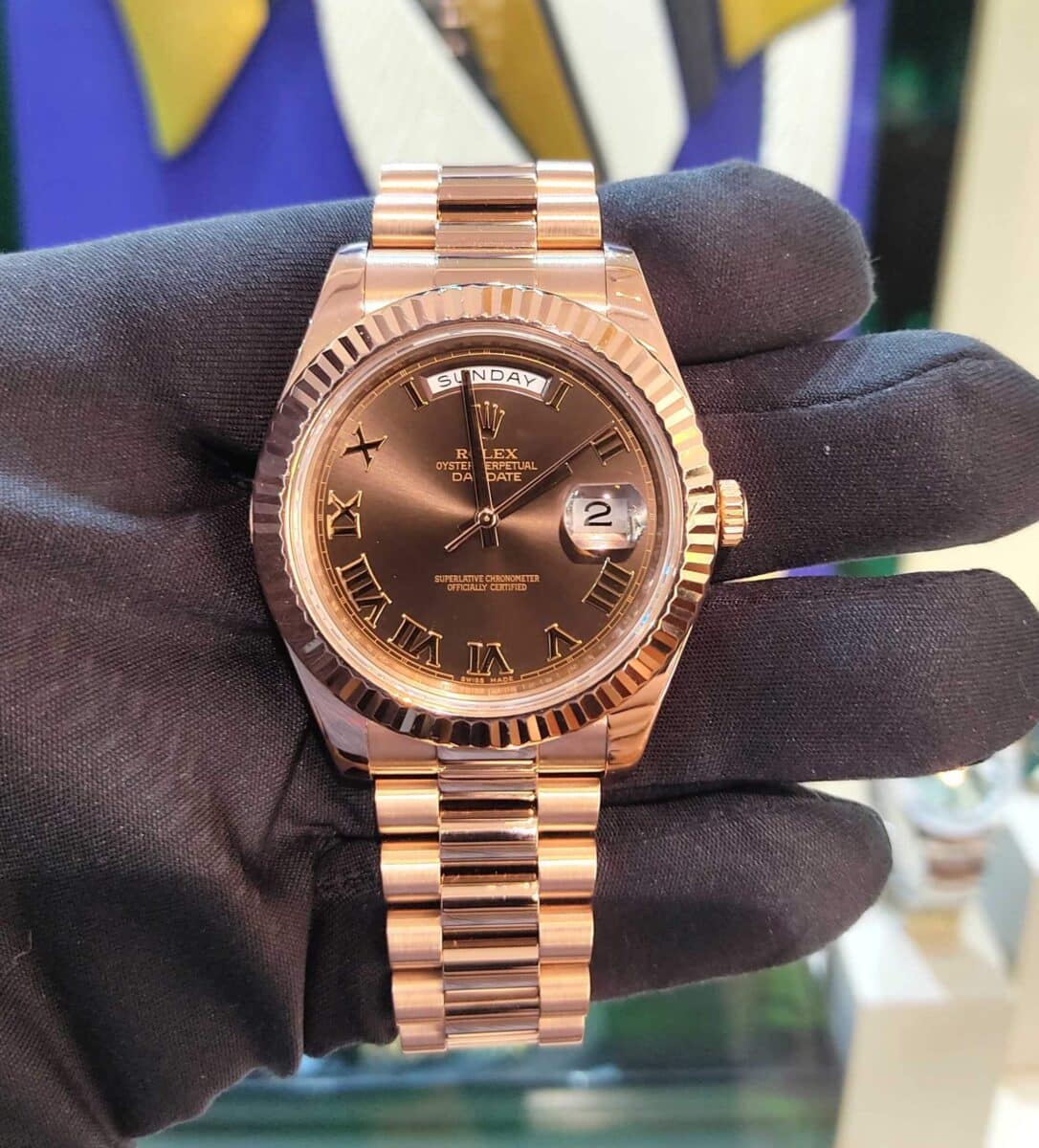 Rolex Day-Date Rose Gold 41mm Roman Chocolate Dial Discontinued Model ref.218235 | Gothelf A. Watches — 3