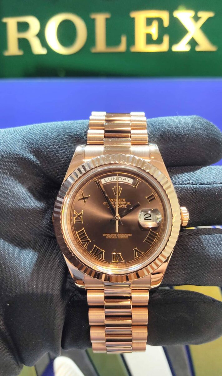Rolex Day-Date Rose Gold 41mm Roman Chocolate Dial Discontinued Model ref.218235 | Gothelf A. Watches — 2