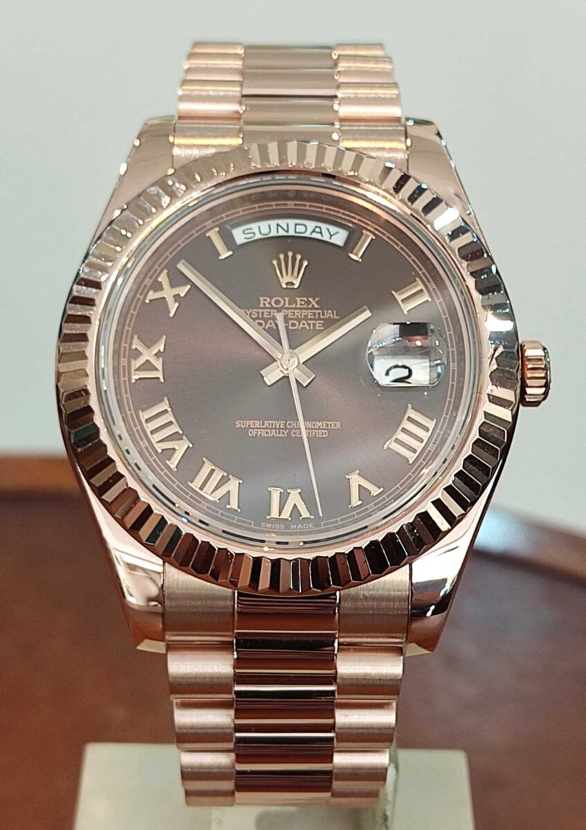 Rolex Day-Date Rose Gold 41mm Roman Chocolate Dial Discontinued Model ref.218235 | Gothelf A. Watches
