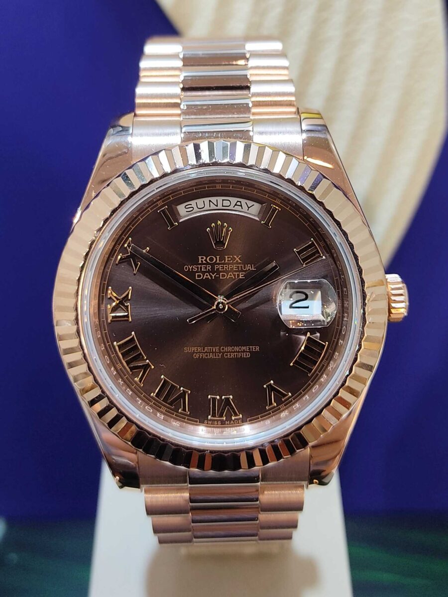 Rolex Day-Date Rose Gold 41mm Roman Chocolate Dial Discontinued Model ref.218235 | Gothelf A. Watches — 5