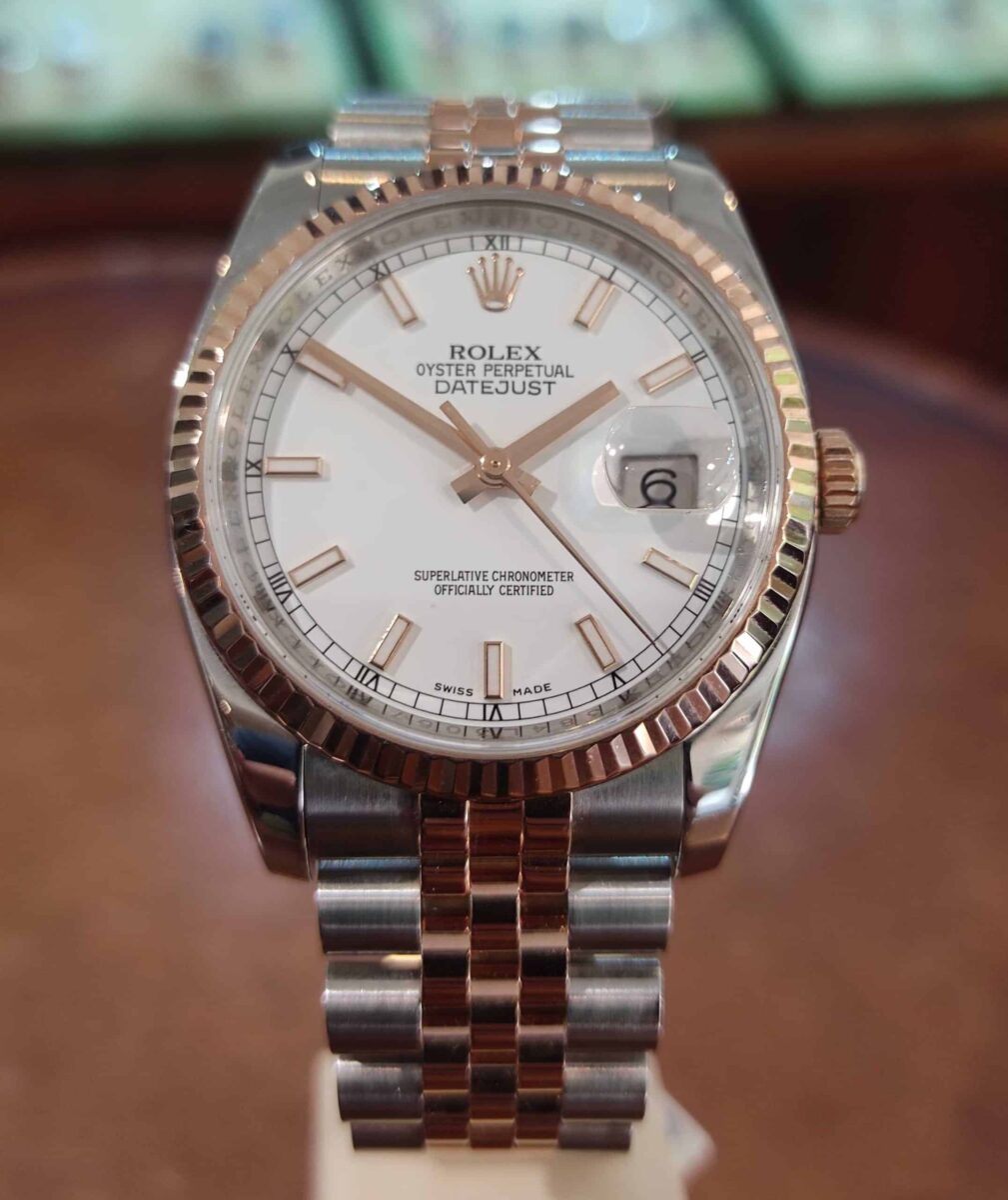 Rolex Datejust 36mm Rose Gold White Dial Jubilee Bracelet | Gothelf A. Watches