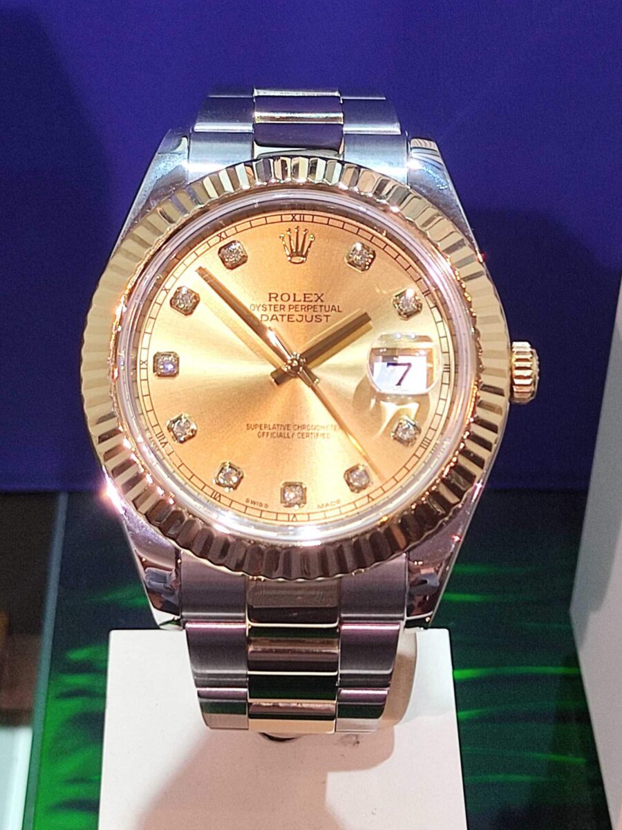 Rolex Datejust II Steel & 18k Yellow Gold Champagne Diamonds Dial | Gothelf A. Watches — 2