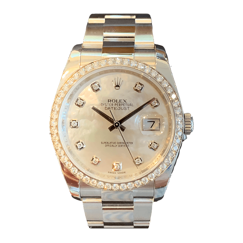 Rolex Oyster Date just 36mm MOP diamond + White gold Original diamonds bezel | Gothelf A. Watches