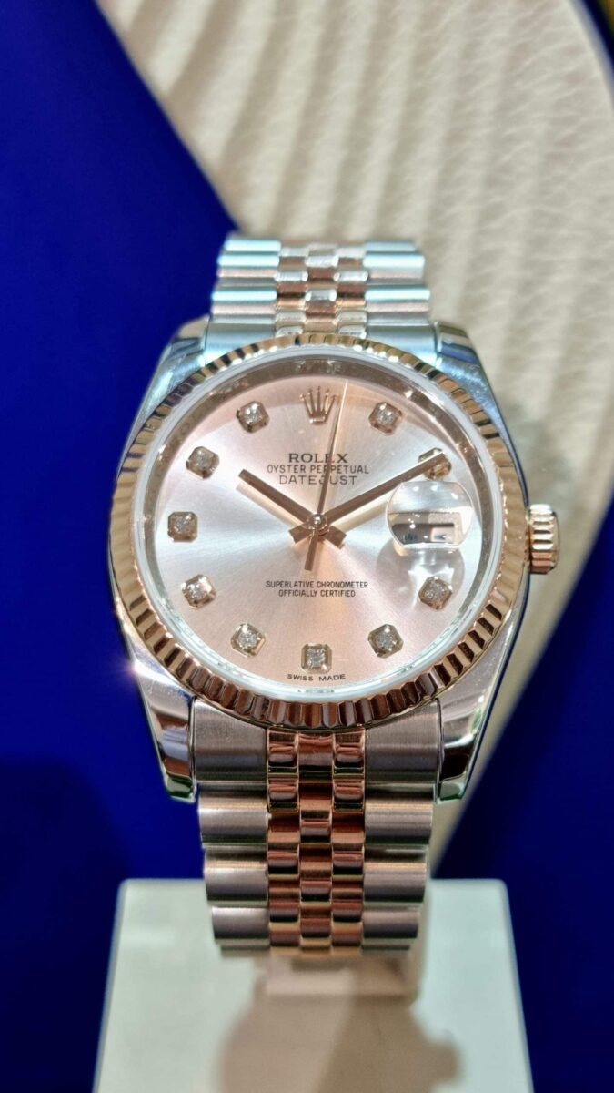 Rolex Datejust Steel & Rose Gold Pink Diamonds Dial 36mm | Gothelf A. Watches