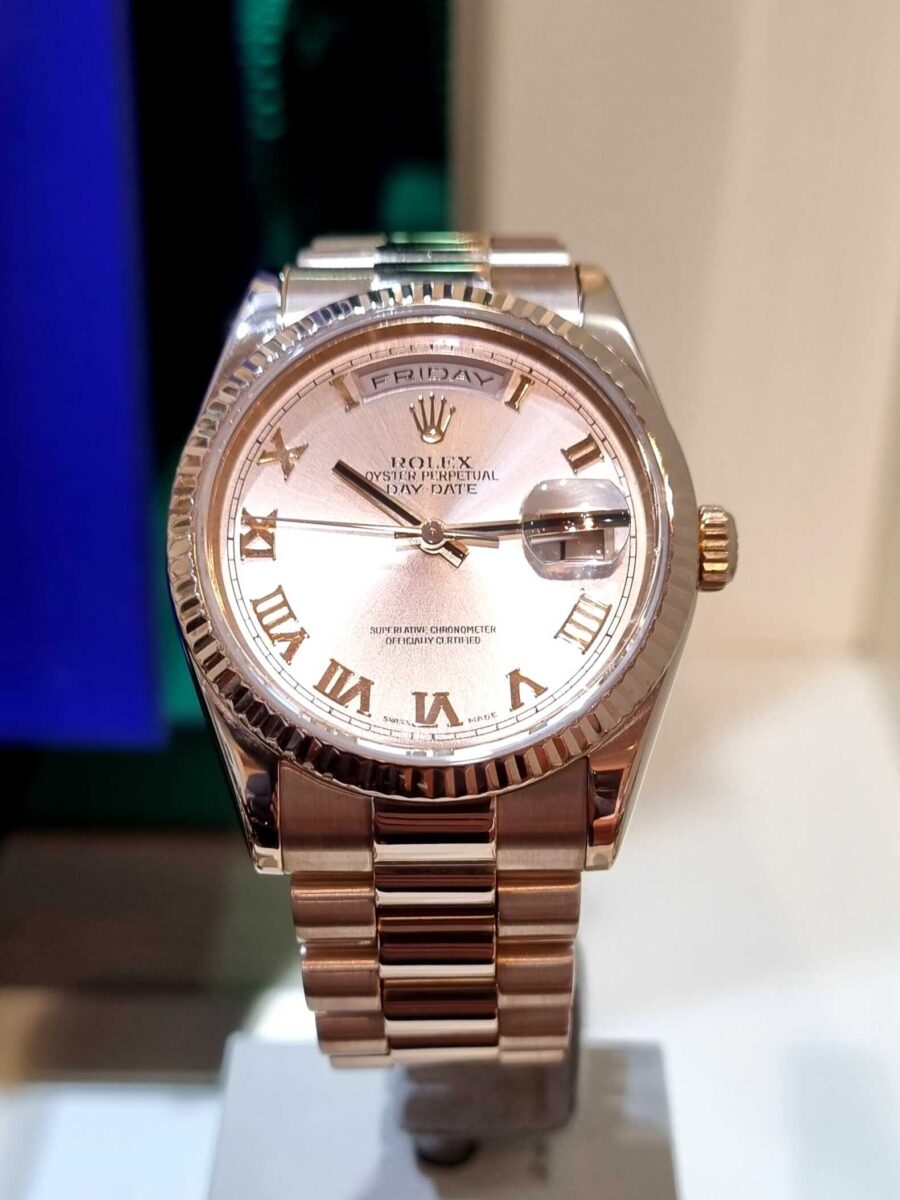 Rolex President Day-Date 36mm Rose Gold Pink Roman Dial | Gothelf A. Watches