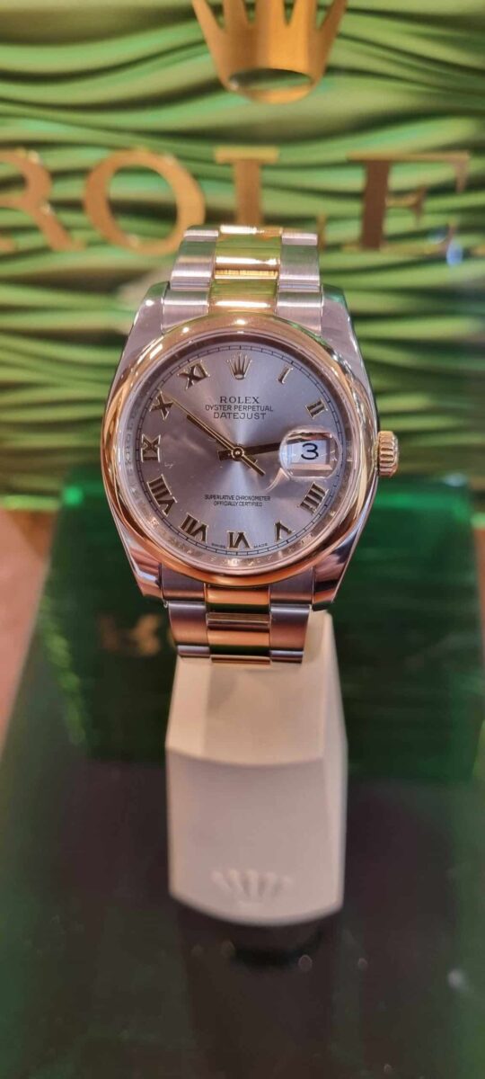 Rolex Datejust 36mm Oyster Steel & 18k Gold Silver Roman Dial | Gothelf A. Watches