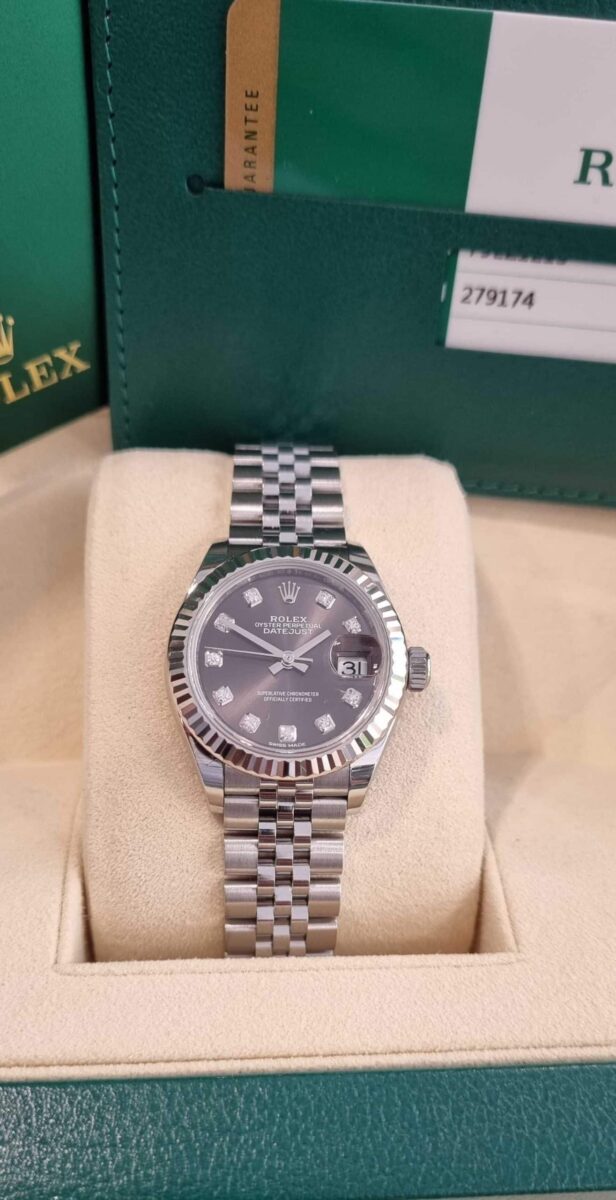 Rolex Lady-Datejust Oyster, 28mm Jubilee Bracelet, white Gold Bezel Diamonds Dial | Gothelf A. Watches