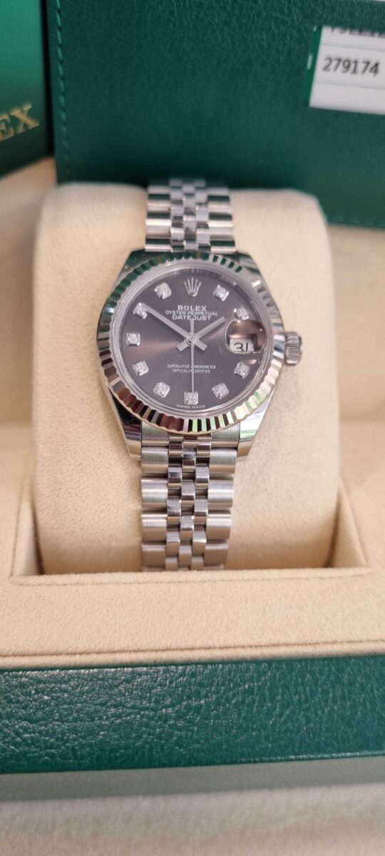 Rolex Lady-Datejust Oyster, 28mm Jubilee Bracelet, white Gold Bezel Diamonds Dial | Gothelf A. Watches — 5