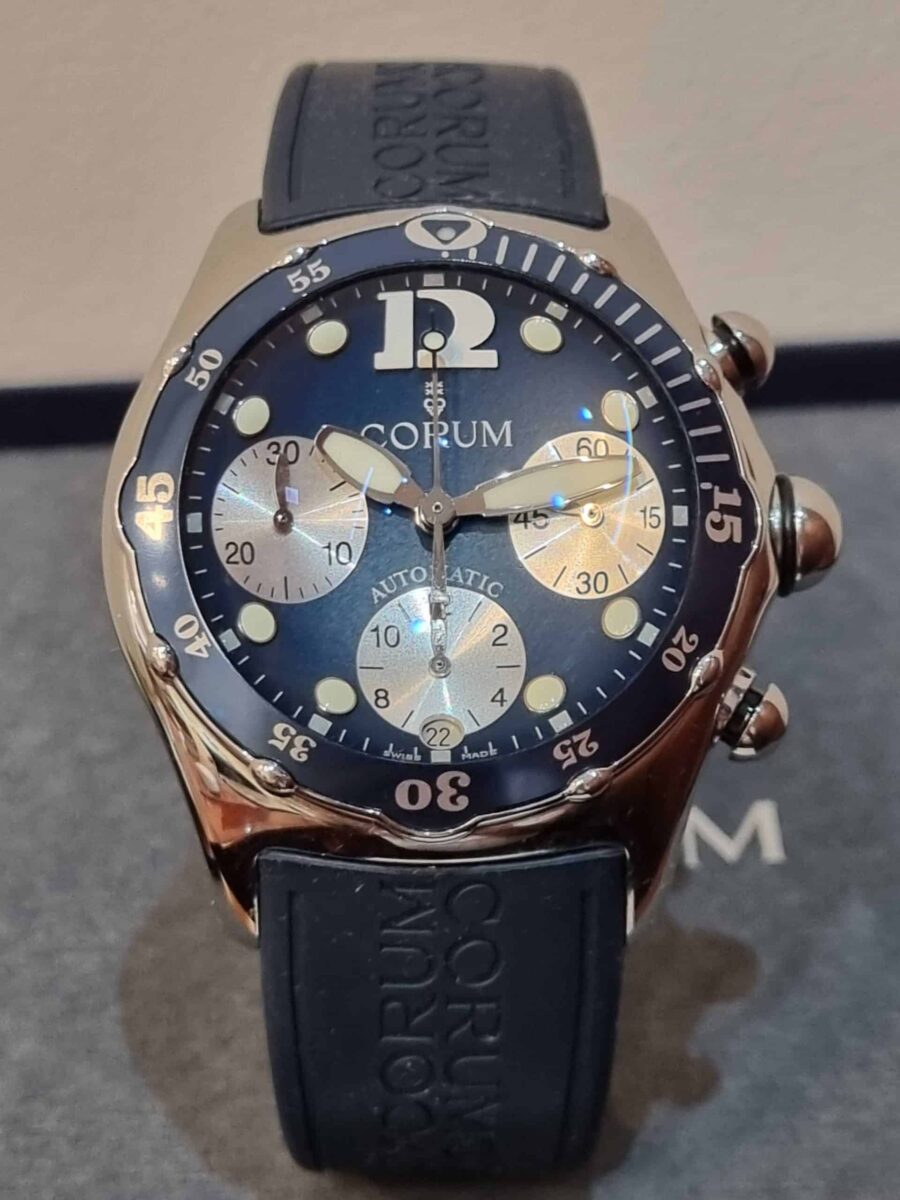 Corum Bubble Chronograph Diver 200m Blue on Rubber Strap | Gothelf A. Watches — 8