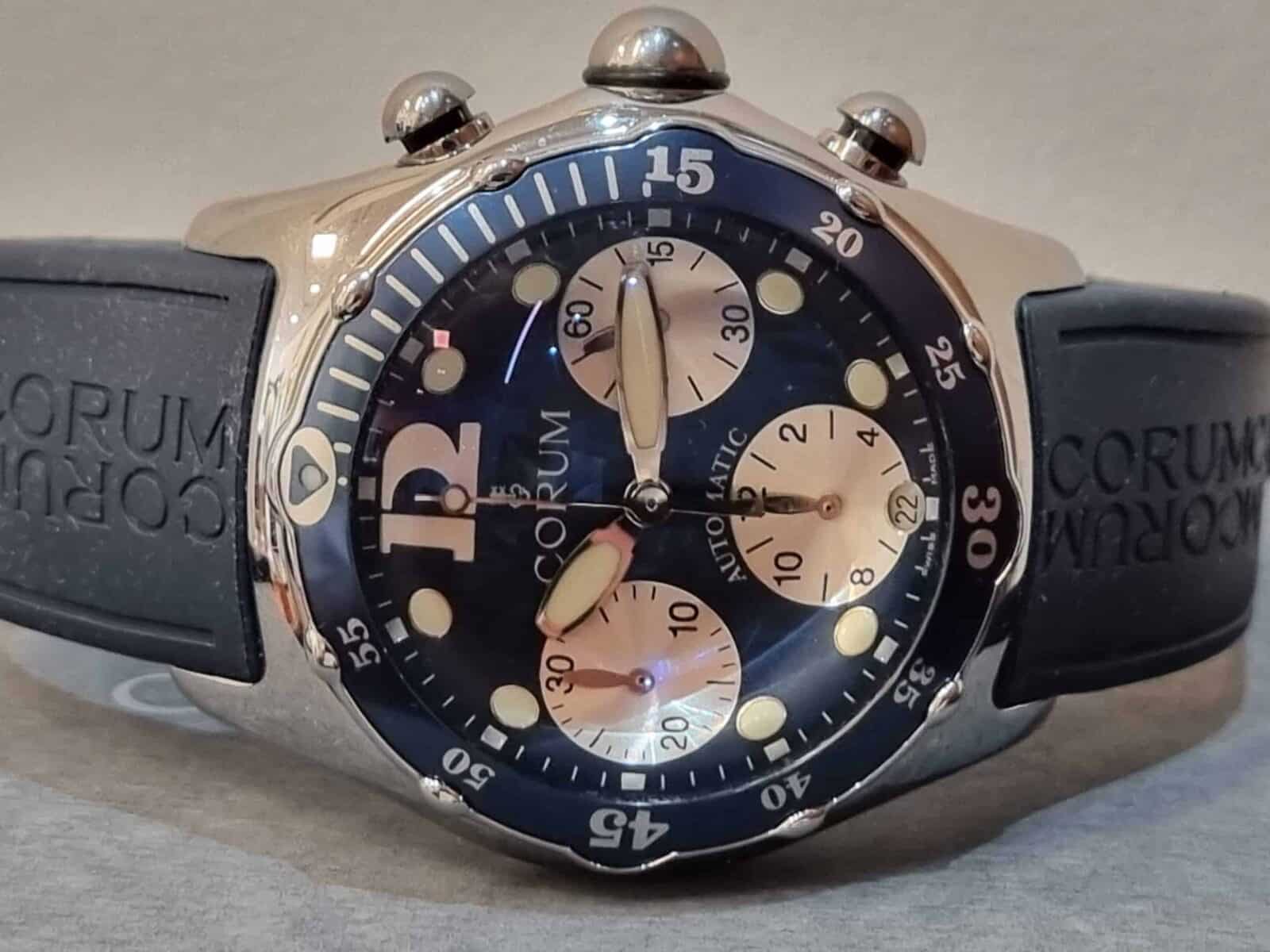 Corum Bubble Chronograph Diver 200m Blue on Rubber Strap | Gothelf A. Watches — 5