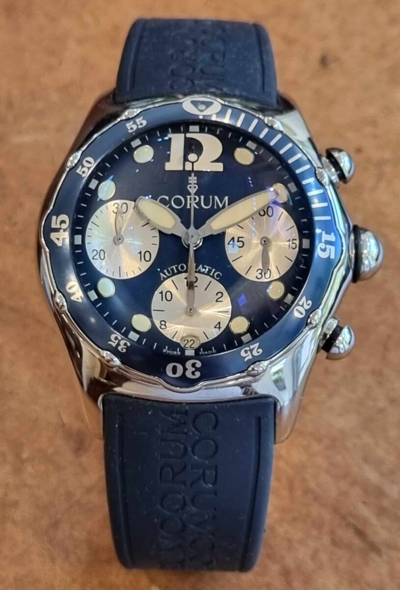 Corum Bubble Chronograph Diver 200m Blue on Rubber Strap | Gothelf A. Watches — 3