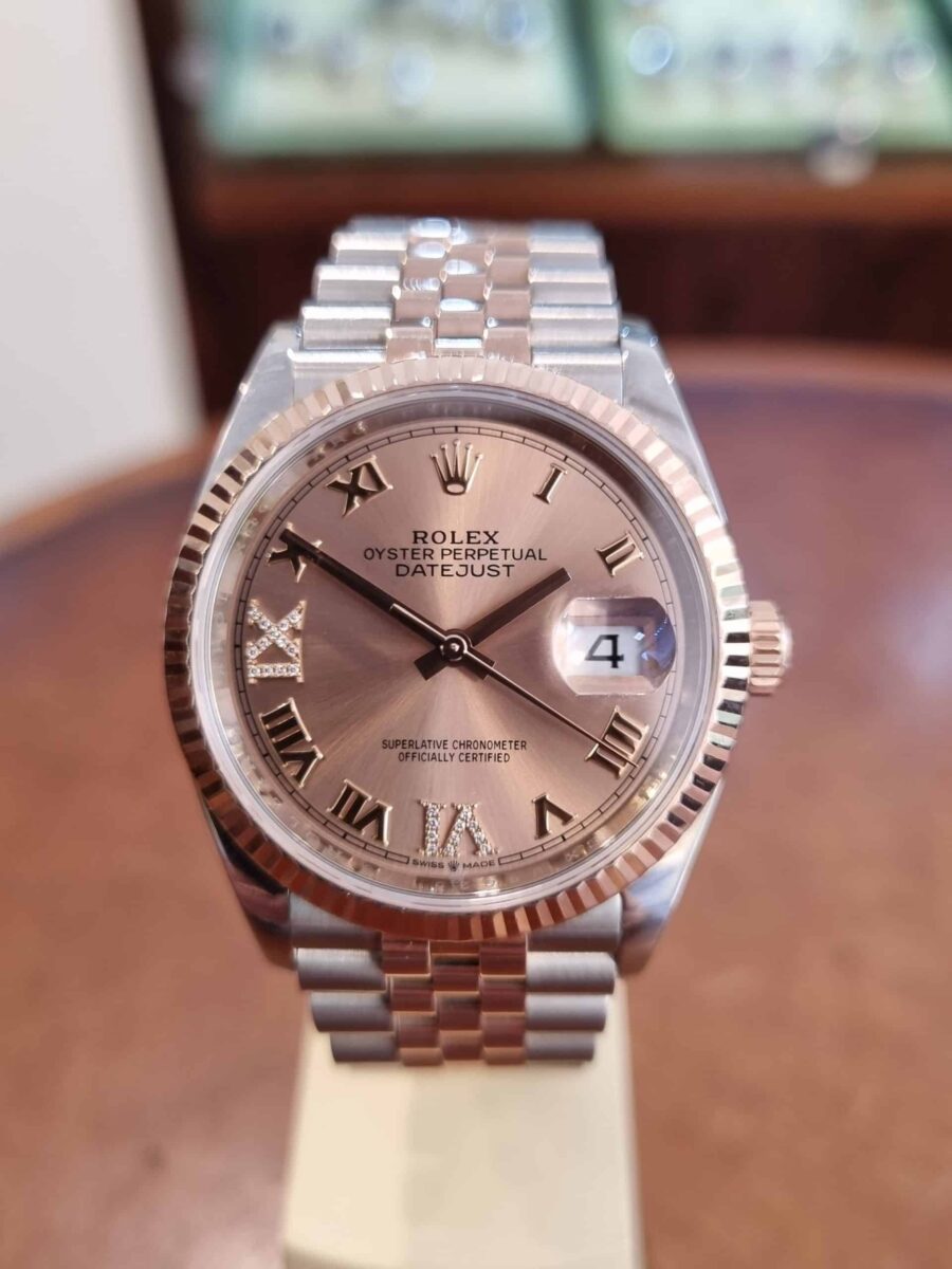 Rolex Datejust Ladies 36mm Oyster Steel & Rose Gold Jubilee Bracelet Pink Diamond-set Dial | Gothelf A. Watches — 3