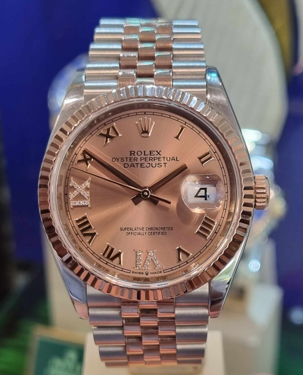 Rolex Datejust Ladies 36mm Oyster Steel & Rose Gold Jubilee Bracelet Pink Diamond-set Dial | Gothelf A. Watches