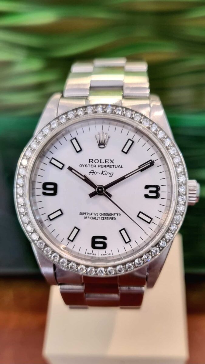 Rolex Oyster Perpetual Air King Ladies Diamonds Bezel | Gothelf A. Watches