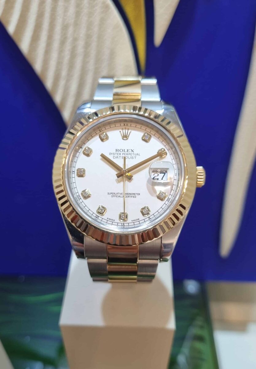 Rolex Datejust II 41mm Oyster Steel and 18k Yellow Gold Ivory Diamonds Dial | Gothelf A. Watches — 3