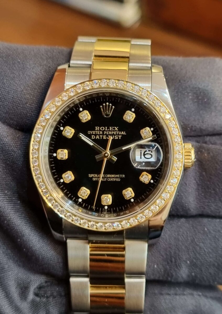 Rolex Datejust Steel & 18K Yellow Gold Diamonds Dial& Diamonds Bezel | Gothelf A. Watches