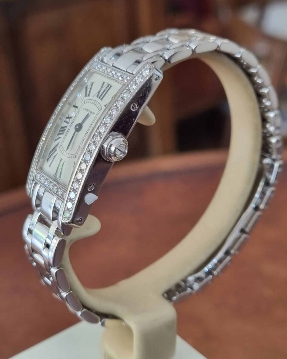 Cartier Tank Americaine 2489 18K White Gold Diamonds Factory Bezel | Gothelf A. Watches — 3