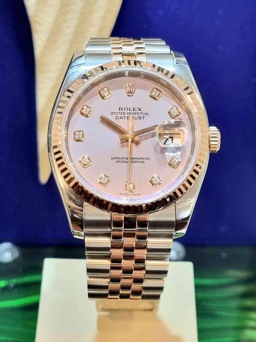 Rolex Datejust 36mm Oyster Steel Rose Gold Diamonds Dial | Gothelf A. Watches — 2