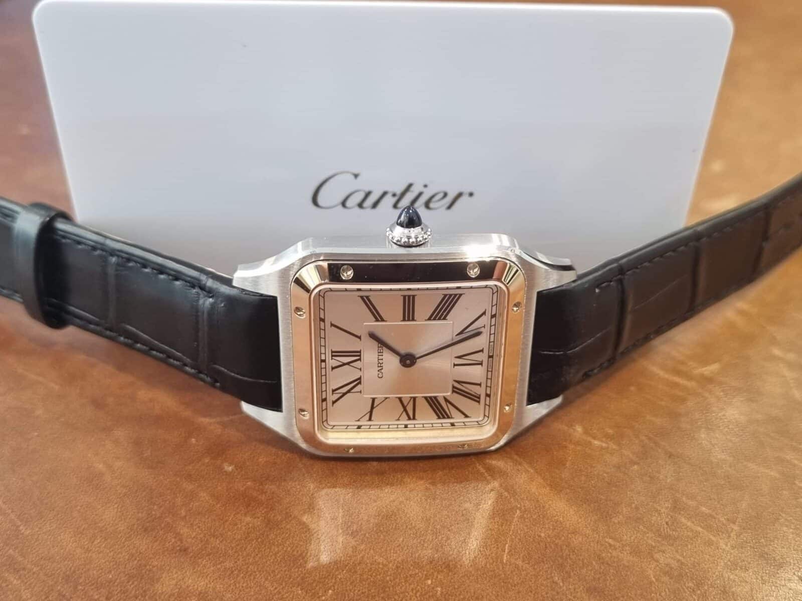 Cartier Santos Dumont Large Model, Quartz ,Rose Gold, Steel on leather strap NEW!!-2024 | Gothelf A. Watches — 3