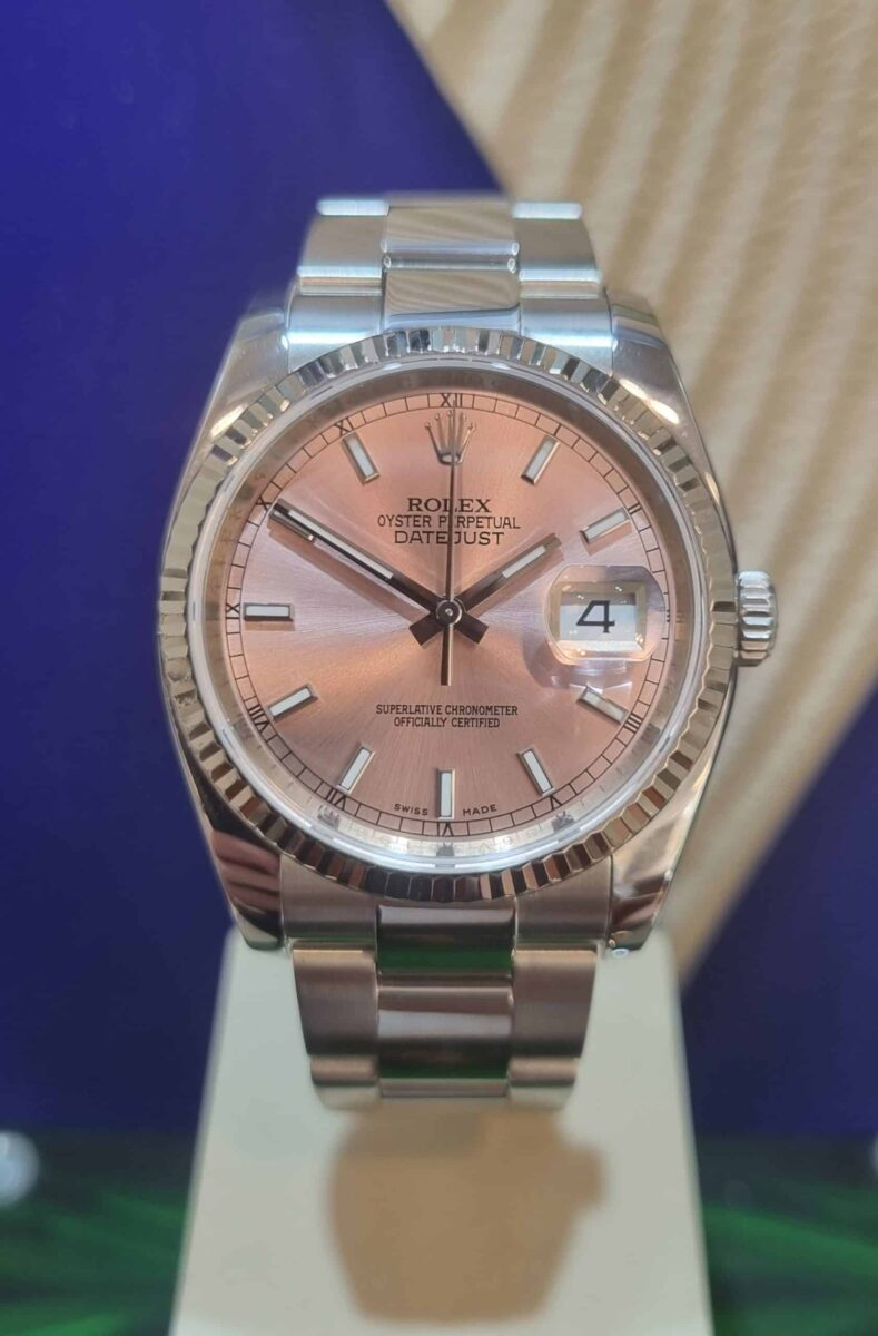 Rolex Datejust Ladies 36mm Pink Dial Jubilee Bracelet White Gold Bezel ref.116234 | Gothelf A. Watches