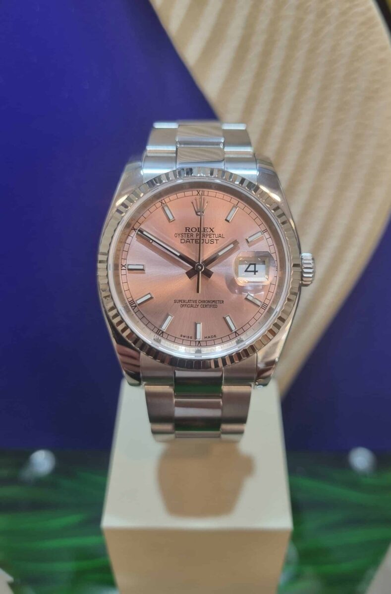 Rolex Datejust Ladies 36mm Pink Dial Jubilee Bracelet White Gold Bezel ref.116234 | Gothelf A. Watches — 5