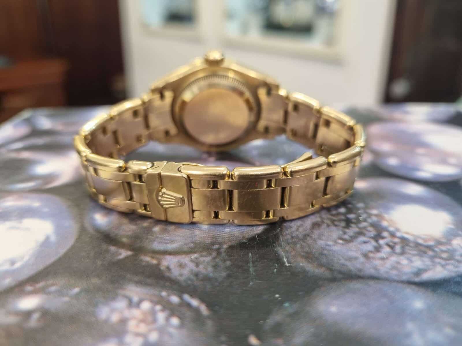 ROLEX DATEJUST PEARLMASTER LADIES 29mm 18K YELLOW GOLD DIAMONDS BEZEL | Gothelf A. Watches — 7