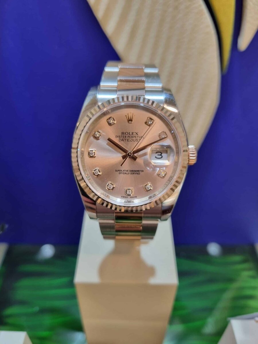 Rolex Datejust 36mm Rose Gold Diamonds Pink Dial | Gothelf A. Watches — 2