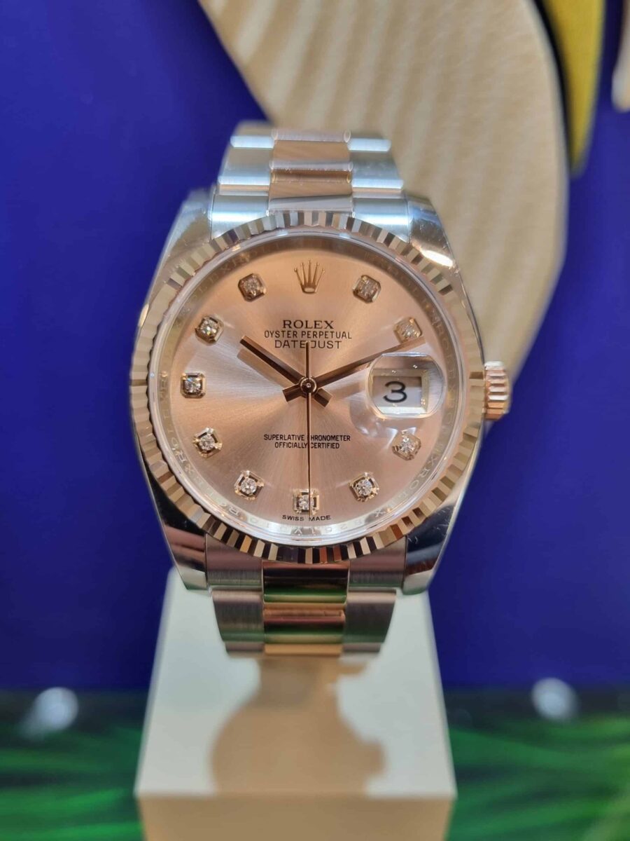 Rolex Datejust 36mm Rose Gold Diamonds Pink Dial | Gothelf A. Watches